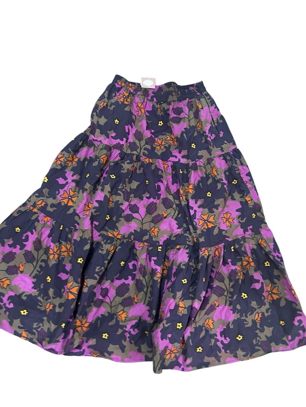 Oliphant NWT Suzani Tiered Floral Maxi Skirt Purple Navy Boho Sz M $258 - Picture 7 of 8